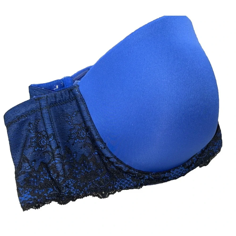 Torrid Bra 42C Royal Blue Black Multi-Way Lace Underwire Strapless